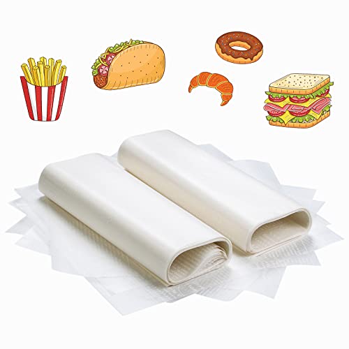 Moendergo 100 Stück Geschenkpapier, wasserdicht, öldicht, Wachspapier, Lebensmittelverpackung, Seidenpapiereinlagen, Delikatpapiere für Kuchen, Brot, Wrapper (weiß) von Moendergo