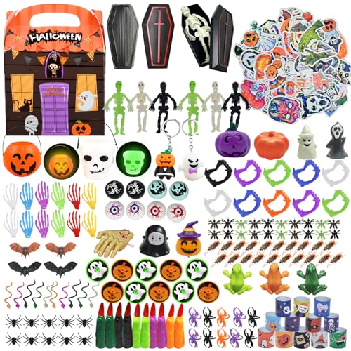 Moerstar 208 Stück Halloween Mitgebsel Kinder, Halloween Geschenke Give Aways Spielzeug Kinder, Kindergeburtstag Gastgeschenke Partytütenfüller von Moerstar