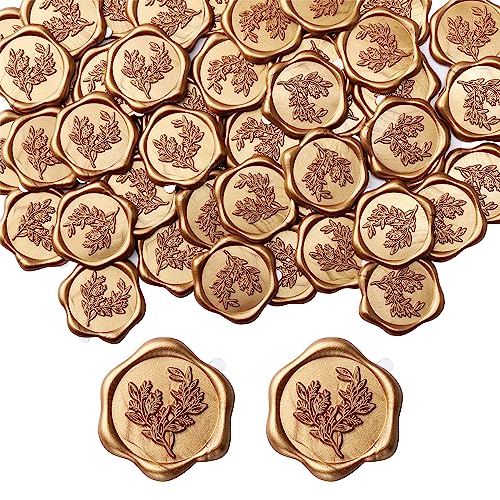 Mogokoyo Wachssiegel Selbstklebend 50 Stück Gold Umschlagaufkleber Wachssiegelstempel Sticker Siegelaufkleber für Hochzeit Geburtstag Party von Mogokoyo