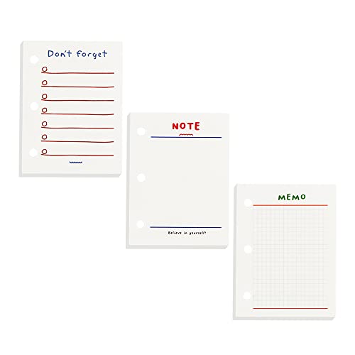 3 Stück MiniBinderFüllpapier Planer Nachfüllpackungen 3 Löcher gelochte Nachfüllpapiere beige Farbe lose Blätter Papier für Mini 3 Ringe nachfüllbare NotizbuchOrdner, 60 Blatt pro Packung, von Mogoostry