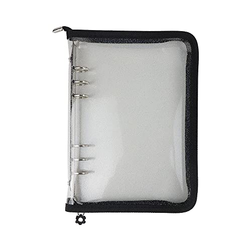 A5-Ordnereinband, nachfüllbar, 6-Ring-Notizbuch, transparent, weich, PVC, Reißverschluss, Ordner für 6-Loch-Füllpapier, persönlicher Datei-Organizer, Planer (schwarzer Reißverschluss) von Mogoostry
