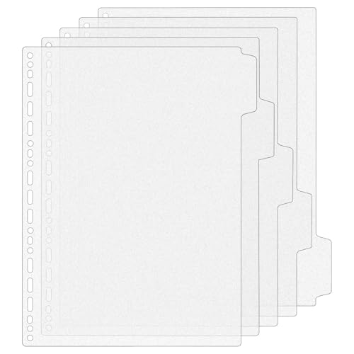 Mogoostry A4-Ordner-Trennblätter, 21 Löcher, Ordner-Index, 5 Register, mattierter Kunststoff, Planer, Trennwand für runde Ringbücher, Blattschutz (insgesamt 5 Trennblätter) von Mogoostry