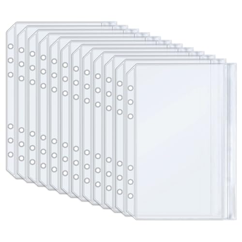 Mogoostry A5 Druckverschluss-Taschen aus transparentem PVC, flach verschließbar, mit seitlich offenem Reißverschluss, 12 Stück von Mogoostry