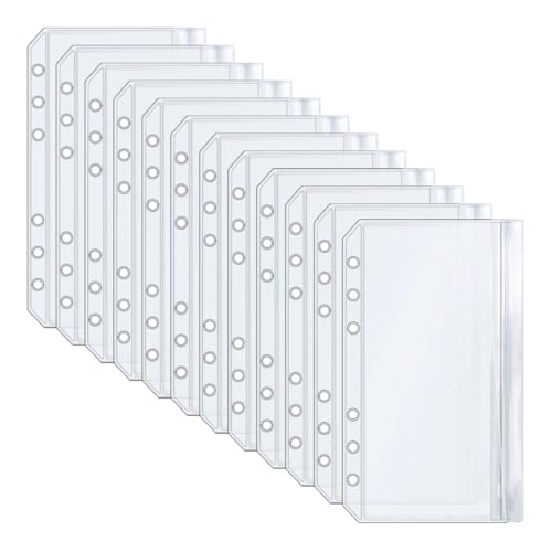 Mogoostry A6 Druckverschluss-Taschen aus transparentem PVC, flach verschließbar, mit seitlich offenem Reißverschluss, 12 Stück von Mogoostry