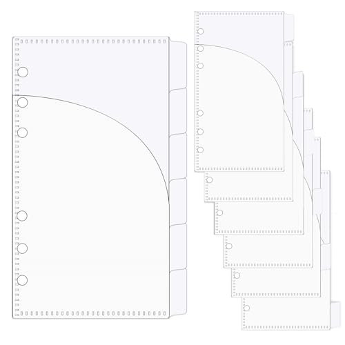 Mogoostry A6-Ordnertasche, Geldumschlag, 6 Register, transparenter Kunststoff, Trennblätter mit 2 Fächern für 6 Ringe, A6, Binder-Blattschutz, Beutel, Ordner, Organizer (12 Blatt) von Mogoostry