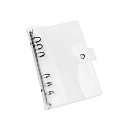 Mogoostry A6 durchsichtige, weiche PVC-Binderhülle, 6 schwarze runde Ringordner, Durchmesser 20 mm, Druckknopfverschluss für A6 lose Blätter, nachfüllbarer Notizbuch, Binderschutz von Mogoostry