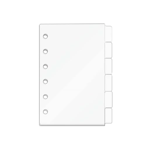 Mogoostry A7 Ordner-Trennblätter, 6 Register, transparent, Acryl, Registerkarten, Planer, Trennblätter für runde Ringbücher, Blattschutz (insgesamt 6 Trennblätter) von Mogoostry