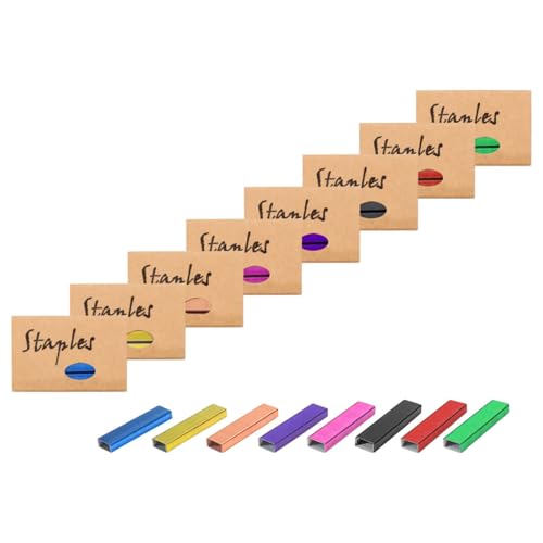 Mogoostry Bunte Heftklammern, 26/6 Standard-Tacker-Nachfüllpackungen, 1/4-Zoll-Bein, staufrei, 1000 Stück/Packung (8 Packungen à 26/6 Heftklammern insgesamt) von Mogoostry