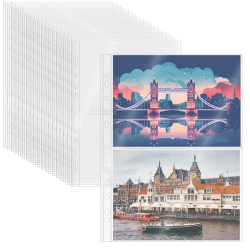 Mogoostry Klarsichthüllen, A4, 2 Einsteckhüllen, 20 Blatt, 11 Löcher, seitlich offen, Fotoalbum, Nachfüllseite von Mogoostry