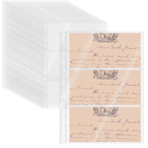 Mogoostry Klarsichthüllen, A4, 3 Hüllen, 20 Blatt, 11 Löcher, seitlich offen, Geldscheinschutz, Geldsammlung, Seitenschutz von Mogoostry