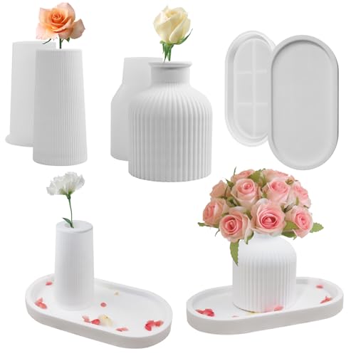 MoguGo 3 Stück Silikonform Gießformen Silikon Vase DIY Vases Resin Formen Epoxidharz Formen Vase 2 Vase und 1 Paletten Gießform Handgefertigte Silikonform für Vasenherstellung Vasen Stifthaltern DIY MoguGo 3 Stück Silikonform Gießformen Silikon Vase DIY Vases Resin Formen Epoxidharz Formen Vase 2 Vase und 1 Paletten Gießform Handgefertigte Silikonform für Vasenherstellung Vasen Stifthaltern DIY von MoguGo