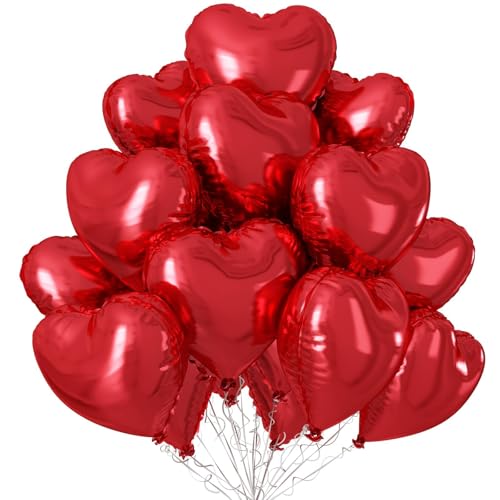 Moguri 10 Stück Herz Luftballons, 18 Zoll Rote Herz Folienballons Mit Silbernem Band, Premium Qualität Für Geburtstag, Valentinstag, Hochzeit Und Jubiläum Moguri 10 Stück Herz Luftballons, 18 Zoll Rote Herz Folienballons Mit Silbernem Band, Premium Qualität Für Geburtstag, Valentinstag, Hochzeit Und Jubiläum von Moguri