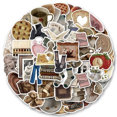 Moguri 120 Stück Vintage Sticker Set Braun, Ästhetische Retro Aufkleber, Bullet Journal und DIY-Deko für Scrapbooking, Wasserfestes Vinyl für Laptop, Wasserflasche, Handyhülle, Notizbuch Moguri 120 Stück Vintage Sticker Set Braun, Ästhetische Retro Aufkleber, Bullet Journal und DIY-Deko für Scrapbooking, Wasserfestes Vinyl für Laptop, Wasserflasche, Handyhülle, Notizbuch von Moguri