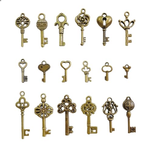Moguri 18 Stück Mini Schlüssel Deko Vintage Mixed Alte Schlüssel Bronze Schlüssel Hochzeit Retro Schlüssel Antike Deko Halskette Anhänger Klassische Dekoration von Moguri