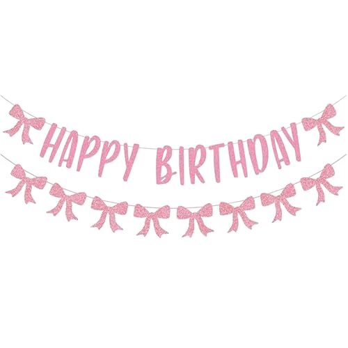 Moguri Happy Birthday Girlande Mit 2 Stück Rosa Schleife Banner, Geburtstagsgirlande Für Mädchen Party, Hochwertige Und Wiederverwendbare Geburtstagsdeko Moguri Happy Birthday Girlande Mit 2 Stück Rosa Schleife Banner, Geburtstagsgirlande Für Mädchen Party, Hochwertige Und Wiederverwendbare Geburtstagsdeko von Moguri