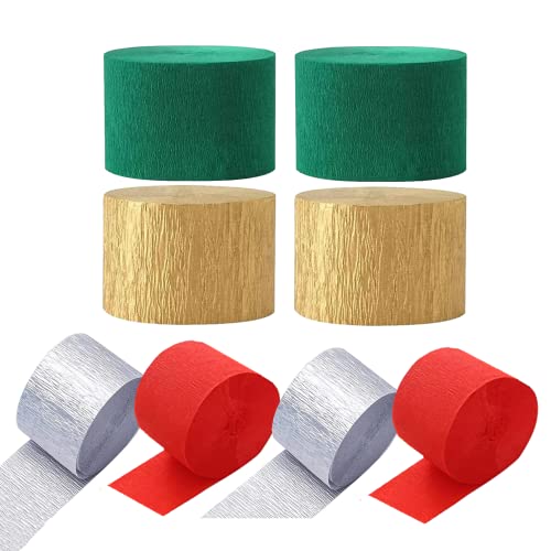 Krepppapier Bunt Party Luftschlangen 4 Farben Weihnachten Kreppbänder 4,5 cm x 25 m krepppapier zum basteln Hintergrund hängende Dekorationen für Weihnachtsdekoration, Handgemacht(8 Rollen) von Moguxb