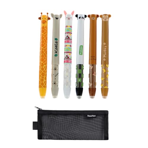 Moguxb Cartoon Stift Radierbar 6 Stück Radierbaren Gelstiften mit Thermoempfindlicher Radiertinte 0.7 mm Spitze Radierbarer Kugelschreiber für Studenten Schule Büro (Rot,Blaue) von Moguxb
