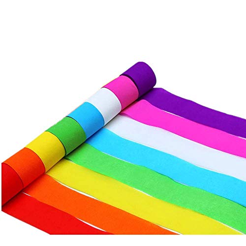 Krepppapier Bunt Party Luftschlangen 8 Farben Kreppbänder 4,5 cm x 25 m Krepppapier Zum Basteln Hintergrund Hängende Dekorationen für Hochzeitsfest Partydekorationen, Handgemacht(8 Rollen) von Moguxb