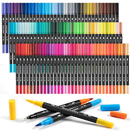 Mogyann Filzstifte, Malstifte für Erwachsene, 100 Farben Dual Tip Brush Marker mit feiner Spitze und Pinselspitze zum Malen und Kalligraphie Zeichnen von Mogyann