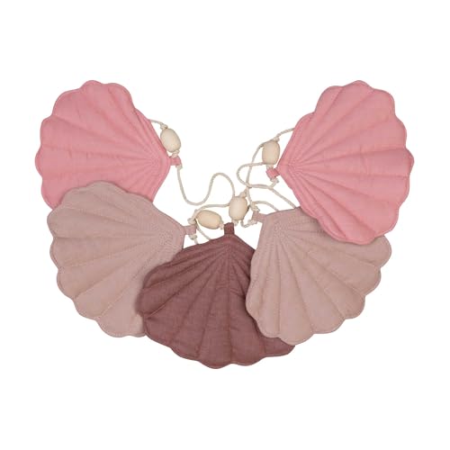 Moi Mili Deko-Girlande Banner mit 5 Muscheln 300 cm Wanddekoration Kinderzimmer Leinen-Muscheln Baumwollkordel von Moi Mili