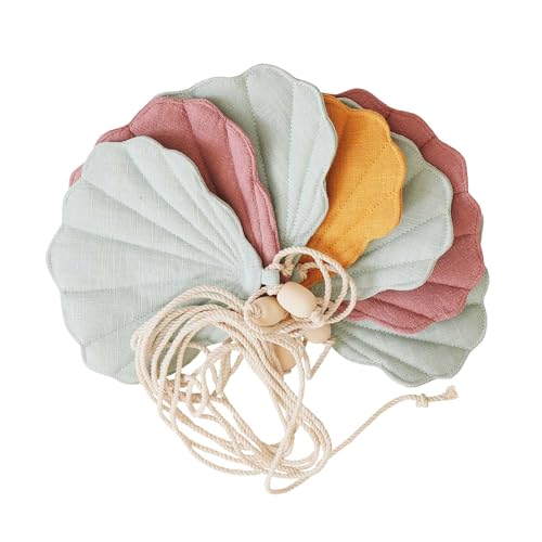 Moi Mili Deko-Girlande Banner mit 7 Muscheln 300 cm Wanddekoration Kinderzimmer Leinen Muscheln Baumwollkordel von Moi Mili