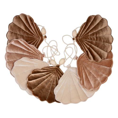 Moi Mili Deko-Girlande Banner mit 7 Muscheln 300 cm Wanddekoration Kinderzimmer Samtmuscheln Baumwollkordel von Moi Mili