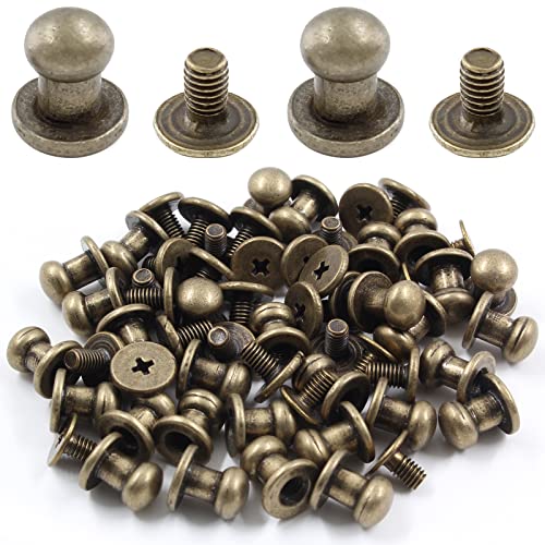 Moicstiy 30 x runde Kopfknopfnieten aus Bronze, 6 mm, für Tasche, Gürtel, Handwerk, DIY-Dekoration von Moicstiy