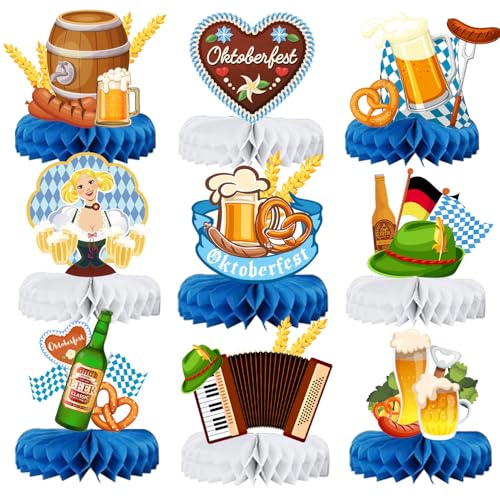 9 Stück Oktoberfest Deko Bienenwaben, Oktoberfest Tischdeko, Oktoberfest Deko Set, Bayerische Deko 3D für Oktoberfestparty, Bayrische Bierfest Deko Tischdekoration 9 Stück Oktoberfest Deko Bienenwaben, Oktoberfest Tischdeko, Oktoberfest Deko Set, Bayerische Deko 3D für Oktoberfestparty, Bayrische Bierfest Deko Tischdekoration von Moitkptt