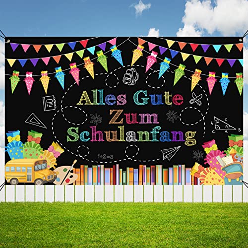 Einschulung Deko Banner, Alles Gute Zum Schulanfang Banner, Schuleinführung Deko Schulkind Girlande für Schulanfang Jungen Schüler Kinder Mädchen 180 * 110cm Schwarz Einschulung Deko Banner, Alles Gute Zum Schulanfang Banner, Schuleinführung Deko Schulkind Girlande für Schulanfang Jungen Schüler Kinder Mädchen 180 * 110cm Schwarz von Moitkptt