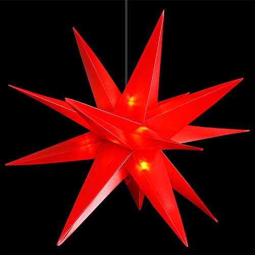 LED Weihnachtsstern Adventsstern Rot Ø 25cm Christbaumstern Fensterstern Faltstern IP44 Innen und Aussen von Mojawo