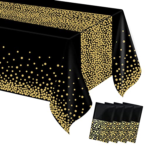 Mokani Einweg Tischdecke, 4 Stück Tischdecke Geburtstag, Wasserdicht Tischdecke Bierzeltgarnitur, Rechteckig Tischdecken Geeignet für Party, Halloween, Weihnachten, 137 x 274 cm, Schwarz Gold Mokani Einweg Tischdecke, 4 Stück Tischdecke Geburtstag, Wasserdicht Tischdecke Bierzeltgarnitur, Rechteckig Tischdecken Geeignet für Party, Halloween, Weihnachten, 137 x 274 cm, Schwarz Gold von MOKANI