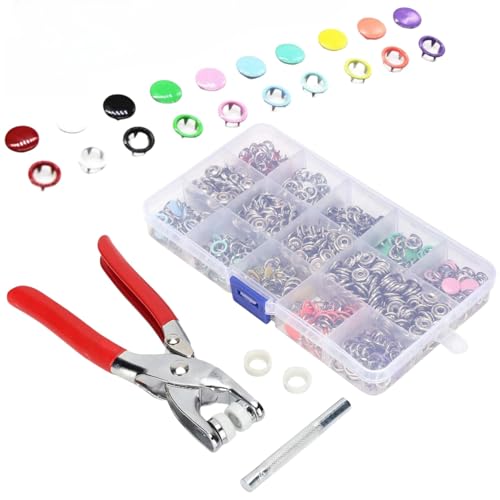 Druckknopf Set Messing, 804 Teiliges Druckknöpfe 9,5 mm, mit zange, Snap Fasteners, Inklusive Nähknopf-Pressezange und Handdruckzange, für Baumwoll-Babysachen, Hemden, Lätzchen, Röcke, Jeansstoffe Druckknopf Set Messing, 804 Teiliges Druckknöpfe 9,5 mm, mit zange, Snap Fasteners, Inklusive Nähknopf-Pressezange und Handdruckzange, für Baumwoll-Babysachen, Hemden, Lätzchen, Röcke, Jeansstoffe von Mokernali