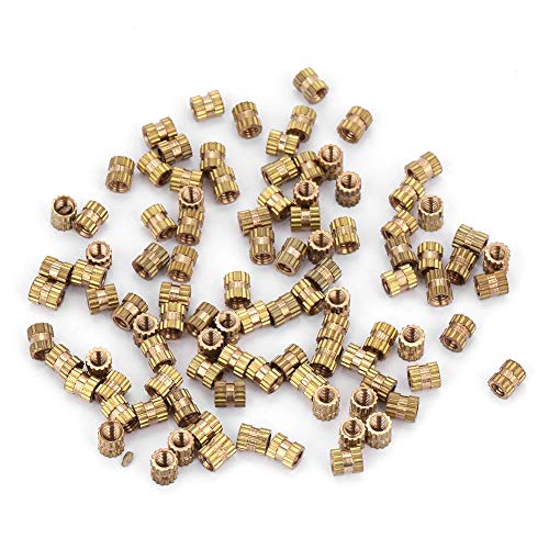 Gewindeeinsatz M2.5, Gewindebuchsen aus Messing, Einpressmuttern Messing, Gewindebuchsen Innengewinde Rändelmuttern, mit Sortierbox, Für Hersteller, Ingenieure Und Heimwerker(M2.5 * 3 * 3.5（100pcs）) von Mokernali