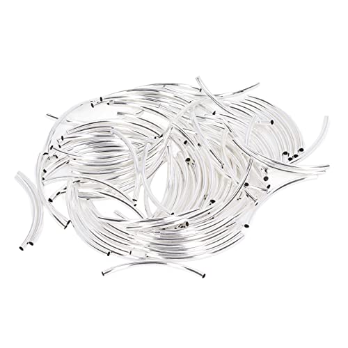 Mokernali 100 Stück Gebogene Nudelrohr-Abstandsperlen 0,3 X 5 cm – Versilberte Oberfläche – DIY-Schmuckzubehör Mokernali 100 Stück Gebogene Nudelrohr-Abstandsperlen 0,3 X 5 cm – Versilberte Oberfläche – DIY-Schmuckzubehör von Mokernali