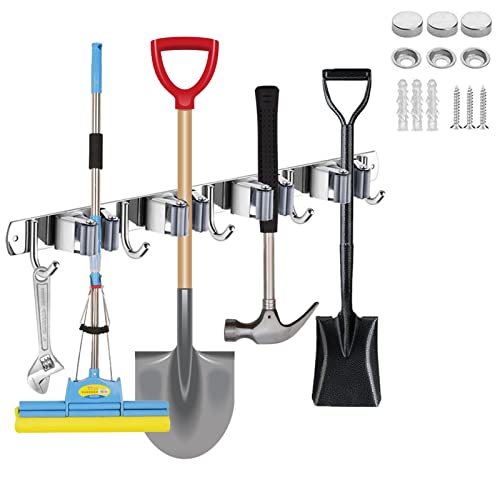 Mokife Besenhalter Mopphalter Wand, Besenhalterung Selbstklebend Mop Halterung Edelstahl Gerätehalter Werkzeughalter mit 4 Halter 5 Haken für Küche, Bad, Garage, Garten, Büro Mokife Besenhalter Mopphalter Wand, Besenhalterung Selbstklebend Mop Halterung Edelstahl Gerätehalter Werkzeughalter mit 4 Halter 5 Haken für Küche, Bad, Garage, Garten, Büro von Mokife