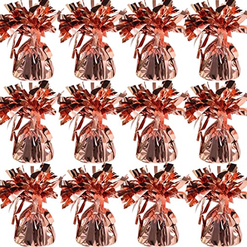 12 Stück Ballongewichte für Heliumballons Luftballons, Folie Ballon Beschwerer Ballongewicht für Hochzeit Geburtstag Party Ballons Dekoration (Rosa Gold) von Mokolife