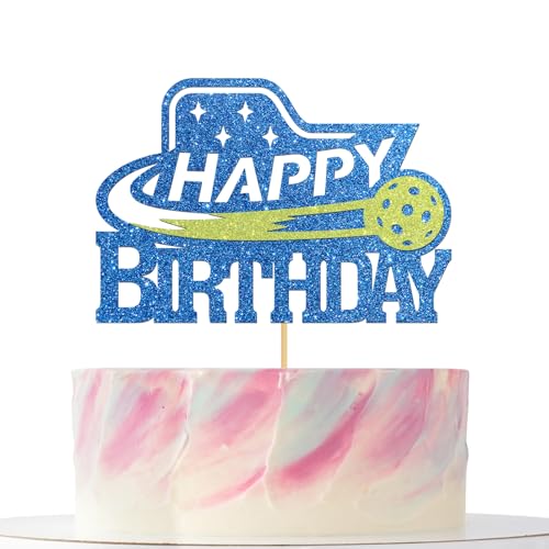 Pickleball Geburtstagskuchenaufsatz, grüne Pickleball-Happy Birthday-Banner, Dekorationen für Sport-Mottoparty, Babyparty, Kinderpartyzubehör von Mokonate
