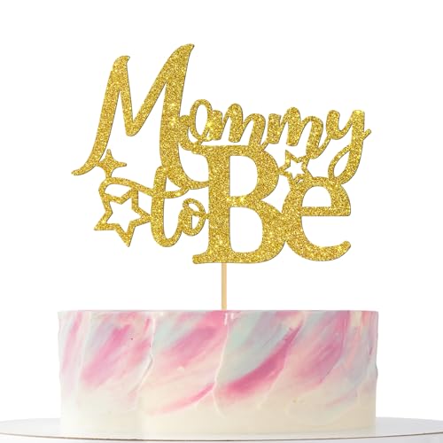 Tortenaufsatz "Mommy to be", "Best Mom Ever" – Schwangere Geschlechtsoffenbarung, Party-Kuchendekoration, goldener Glitzer von Mokonate