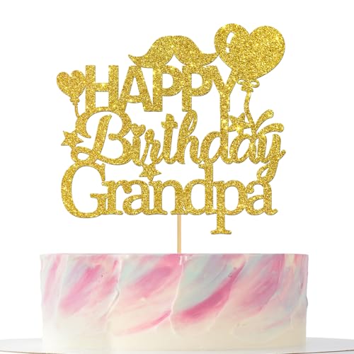 Tortenaufsatz für Opa, "Happy Birthday Grandapa", Kuchendekoration "I'm Not Old I'm Classic for Men", goldfarbener Glitzer von Mokonate