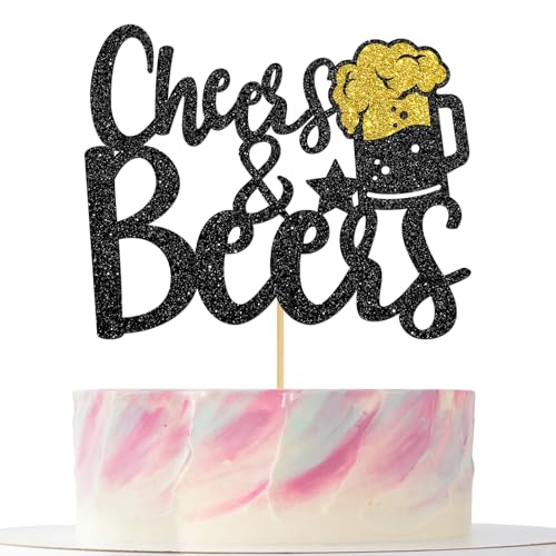 Tortenaufsatz mit Aufschrift "Cheers & Beers", Aufschrift "Hello Summer" für den Sommer, Geburtstag, Hochzeit, Jahrestag, Junggesellinnenabschied, Brautparty, Verlobung, Ruhestand, Party von Mokonate