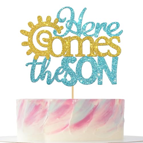 Tortenaufsatz mit Aufschrift "Here Comes the Son", Babyparty-Dekorationen für Jungen, Boho-Sonne-Partyzubehör, It's A Boy, Dekoration für Geschlecht, Retro, Sonne You Are My Sunshine, Babyparty Tortenaufsatz mit Aufschrift "Here Comes the Son", Babyparty-Dekorationen für Jungen, Boho-Sonne-Partyzubehör, It's A Boy, Dekoration für Geschlecht, Retro, Sonne You Are My Sunshine, Babyparty von Mokonate