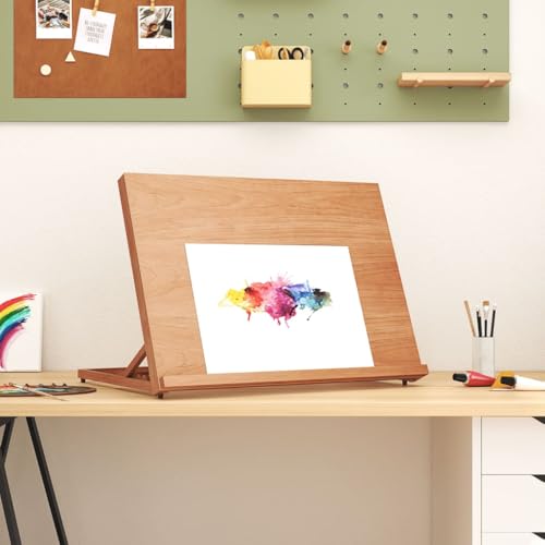 Mokuyary Staffelei aus Holz, Höhe und Neigung verstellbar, ideal für Ausstellungen für Erwachsene, leicht und einfach zu falten, Tischstaffelei aus massivem Buchenholz, 65 x 48 x 7 cm von Mokuyary