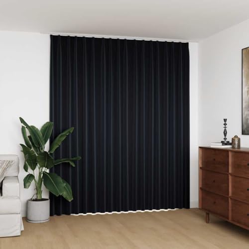 Mokuyary Verdunkelungsvorhang mit Haken Schwarz 290 x 245 cm Verdunklungsvorhänge Gardinen Thermogardine gegen Kälte Gardine mit Ösen für Schlafzimmer, Wohnzimmer, Kinderzimmer von Mokuyary