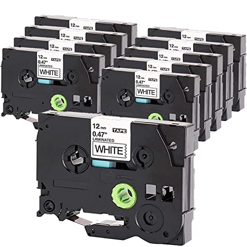 Molabel 10 bandes compatibles TZ231 TZe231 pour Brother TZe-231 TZ-231 Tze 12mm 0.47 bandes laminées blanches Tze pour P-Touch PT-H100R PT-H105 PT-H100LB PT320 PT340 ST1150 ST1150DX PT1300 PT1700 von Molabel