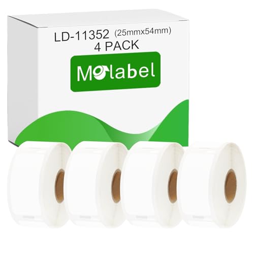 Molabel 11352 4pack 25 x 54 mm Compatible for DYMO S0722520 Dymo LabelWriter 310, LabelWriter 320, LabelWriter 330 Series, LabelWriter 400, LabelWriter 400 Turbo, LabelWriter 450 Series von Molabel