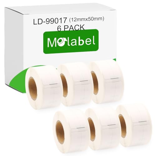 Molabel - 10 Rollen 99017 Selbstklebende Etiketten, kompatibel mit DYMO S0722460, 12mm x 50mm, insgesamt 1320 Etiketten, geeignet für Ordneretiketten, kompatibel mit LabelWriter 450 Serie und 4XL. von Molabel