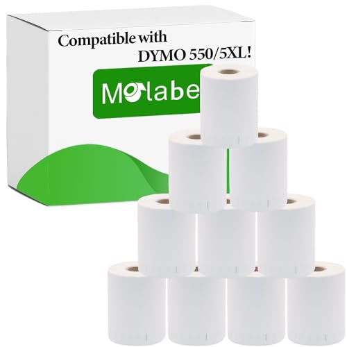 Molabel Versandetiketten - 10 Rollen für Dymo S0904980-4" x 6" 104mm x 159mm Kompatibel mit Dymo LabelWriter 450 Druckern - 220 Etiketten pro Rolle von Molabel