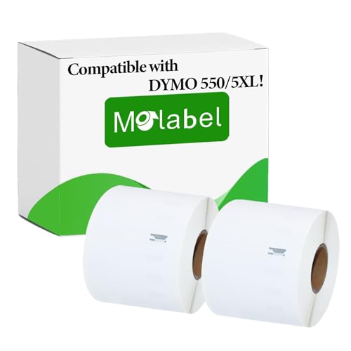 Molabel Kompatible Adress-Etiketten für Dymo S0722430 99014 101 x 54mm- Kompatibel mit Dymo LabelWriter 550 Druckern -2 Rollen, 220 Etiketten pro Rolle von Molabel