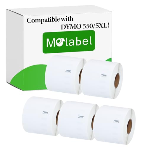 Molabel Address Etiketten, kompatibel für Dymo S0722430 99014（101mm x 54mm）- Kompatibel mit Dymo LabelWriter 550 Druckern -5 Rollen,x 220 Etiketten, insgesamt 1100 von Molabel