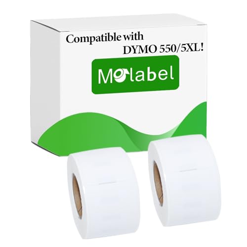 Molabel Kompatible Etiketten für Dymo S0722370 99010 28 x 89mm- Kompatibel mit Dymo LabelWriter 550 Druckern - 2 Rollen, 130 Etiketten pro Rolle von Molabel
